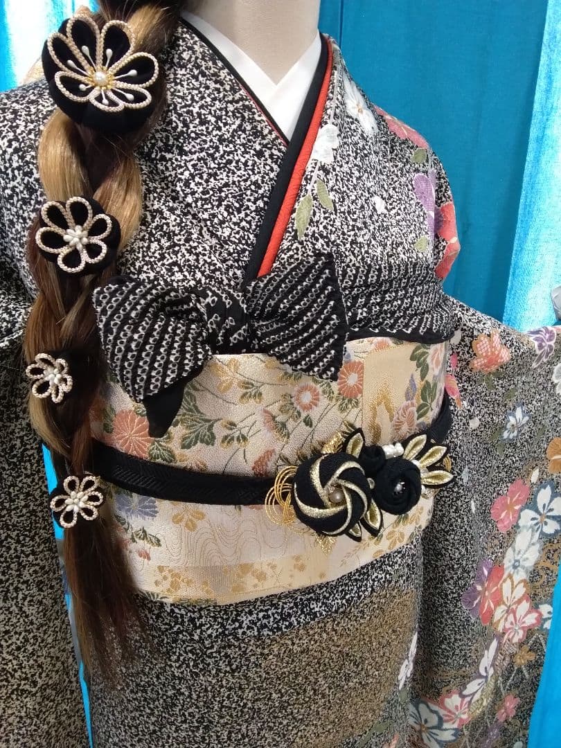 【新春福袋】鈴乃屋振袖フルセット、重ね衿帯揚げ帯締め、西陣袋帯、襦袢、ガード加工