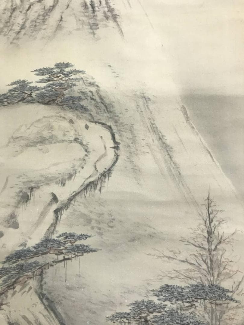 【真作】喜井黄羊/雪景山水図/山水図/掛軸/名家伝来/AD-146