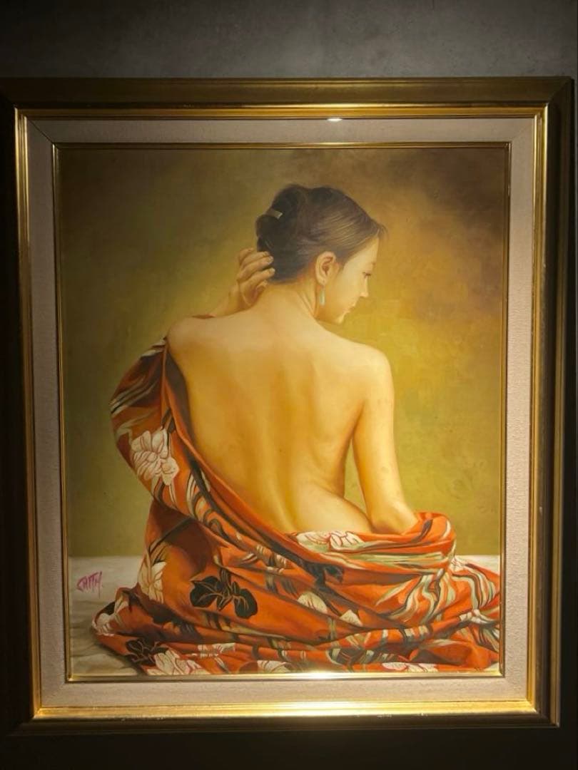 リアリズム　肉筆油彩画　【美人画】　作者不詳