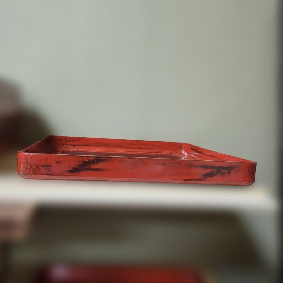 骨董　お盆　お膳　木製　漆器　あけぼの　トレイ　角盆　5つ