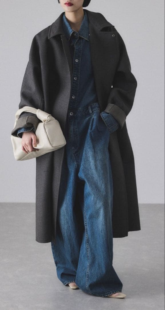 2025AWアダムエロペADAM ET ROPE'ソモウリバーロングコート美品