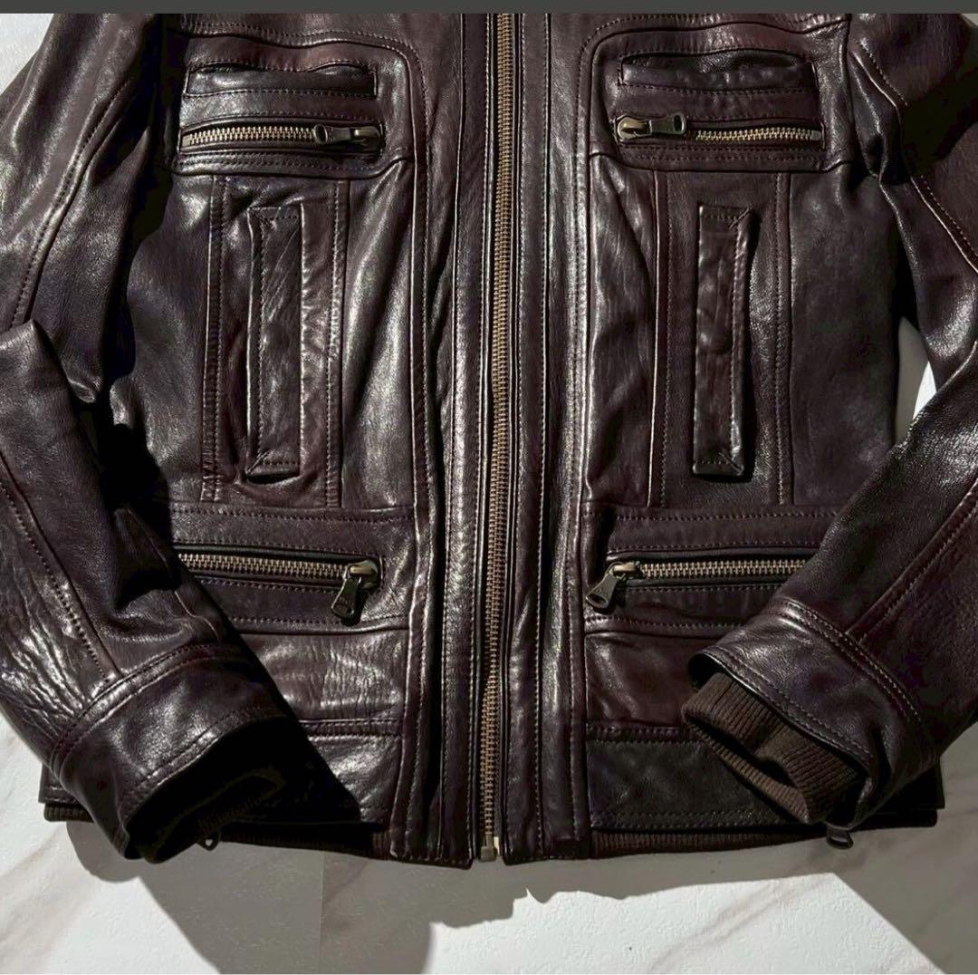 未使用級◆現行モデル D&G シングル ライダース レザー ジャケット L相当