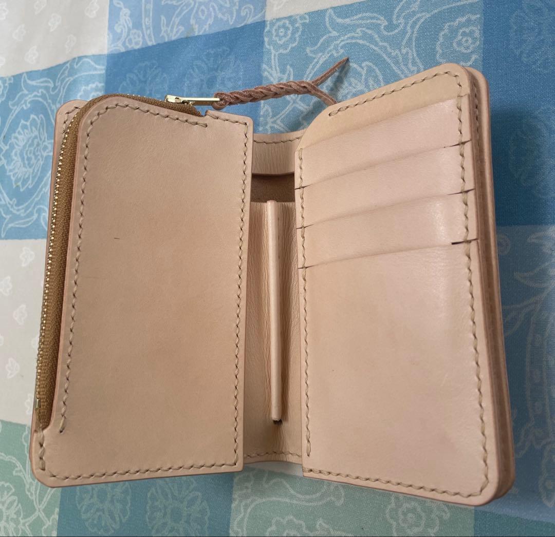 doさん専用　ミドルウォレット　手染め　青　本革　ハンドメイド