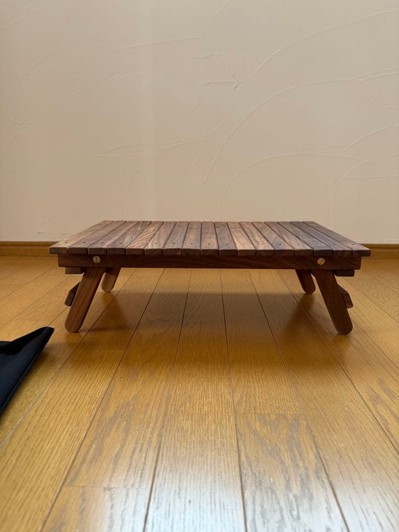 キャンプ ハンドメイドテーブル ウォールナット ギアバック用　収納ケース付き