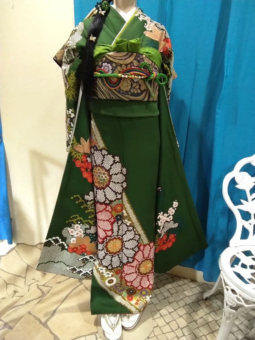 【お値下】振袖フルセット、正絹成人式、重ね衿、帯揚げ帯締め、西陣袋帯、襦袢、落款