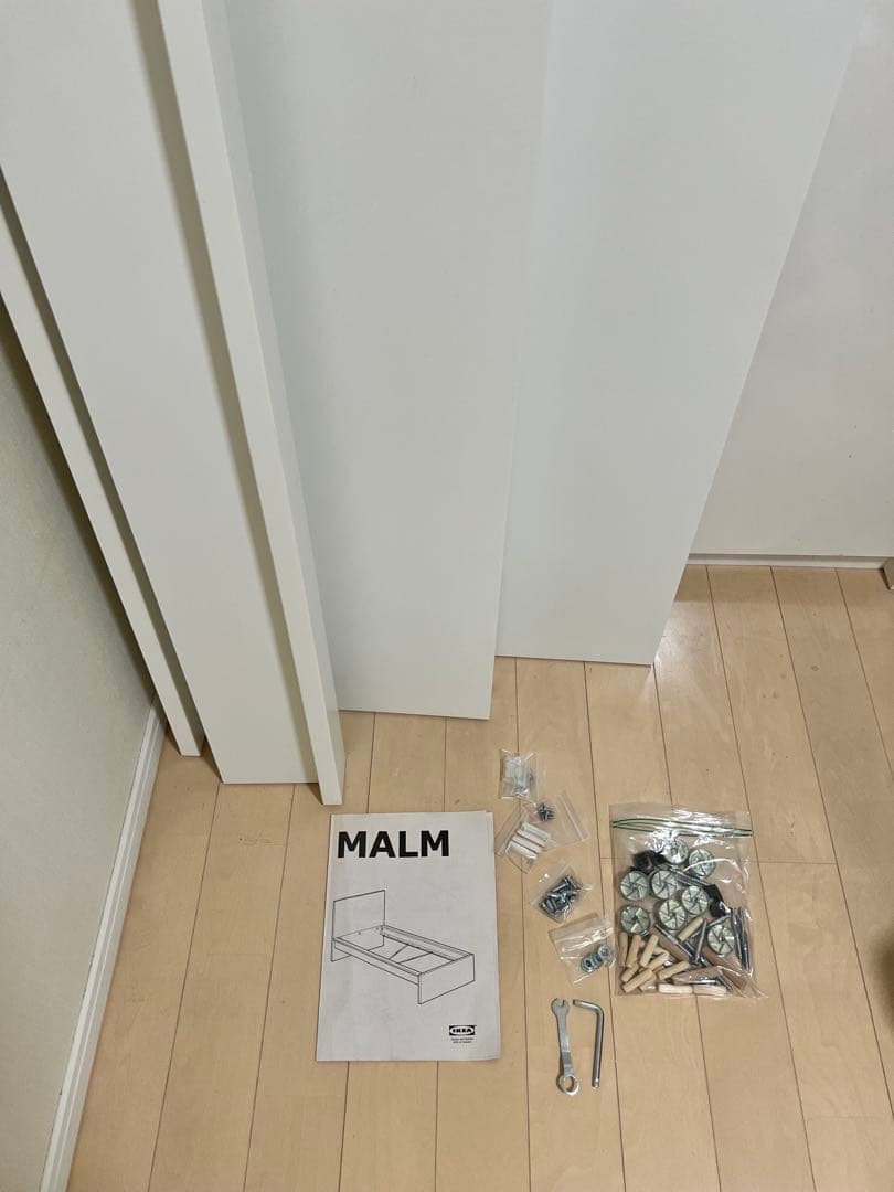 IKEA MALM シングルベッドフレーム 引き出し付き 分解済み すのこ付き