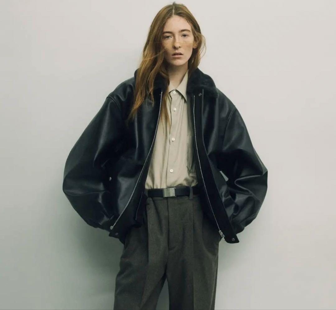 ジャケット・アウター Mouton Collar Sheep Leather Zip Jacket