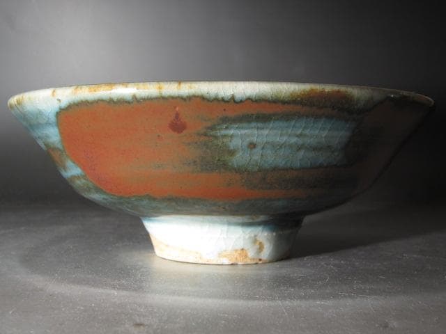 ★　河井寛次郎　辰砂茶碗　色の移ろいが美しい一品です★x495