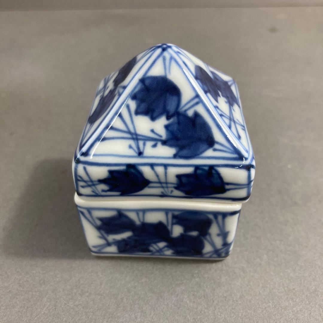 茶道具　香合　￼五山窯　染付　辻堂　香合　林淡幽　造　共箱　S116K