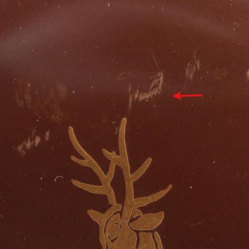 煎茶道具　漆塗　鹿蒔絵　茶壷　桐箱付　V　R5451