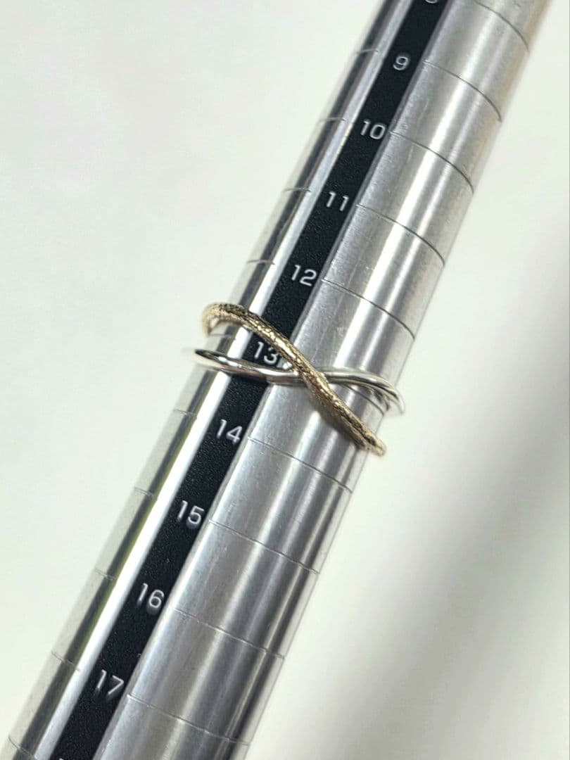 【美品】 agete　シルバー ✕ K10　リング　クロスデザイン　コンビ