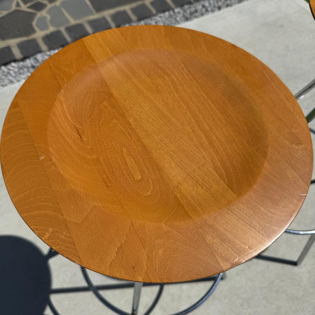 ACTUS　スツール　2脚セット　木製　円形座面　カウンターチェア