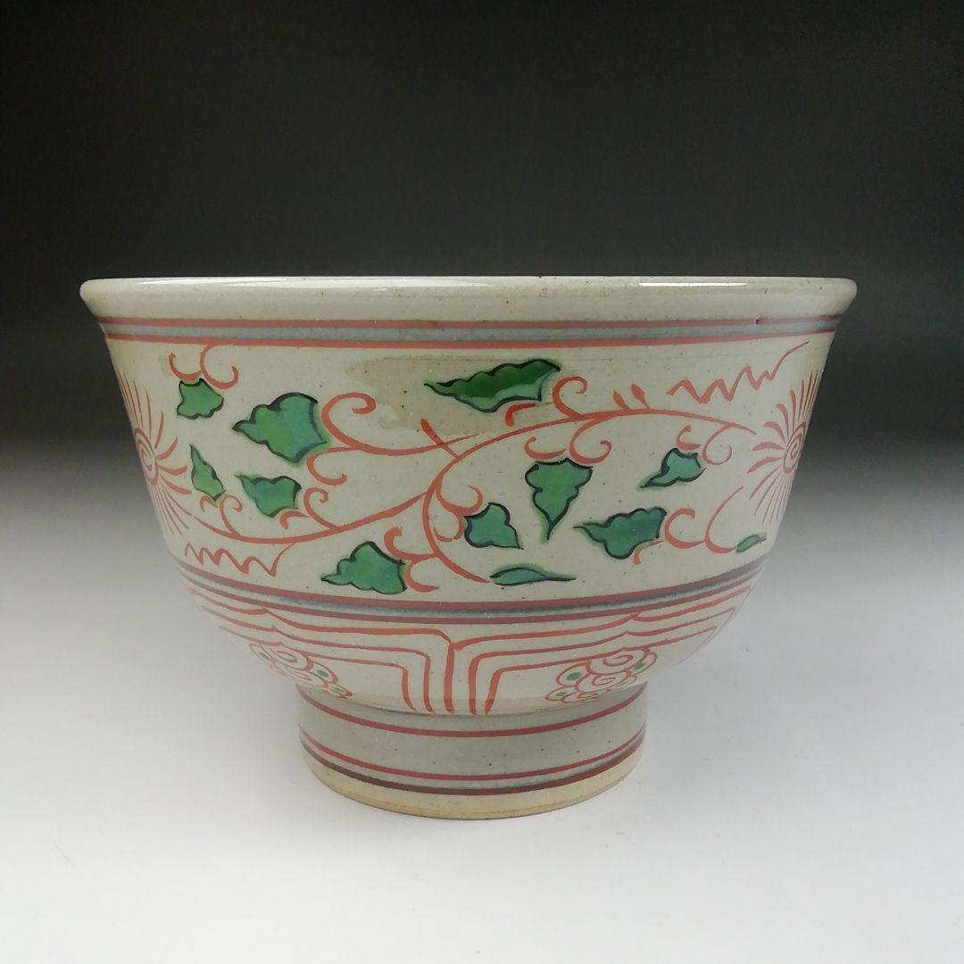 Ｔ６０７　茶碗　『膳所焼』『赤絵　安南写』『淡海ぜぜ陽炎園 造』　共箱　茶道具