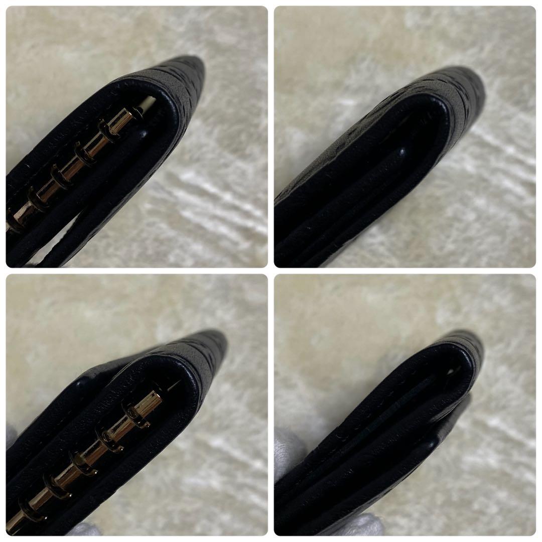 新品級✨グッチ6連キーケース GG総柄シマ黒レザーゴールド金具インターロッキング