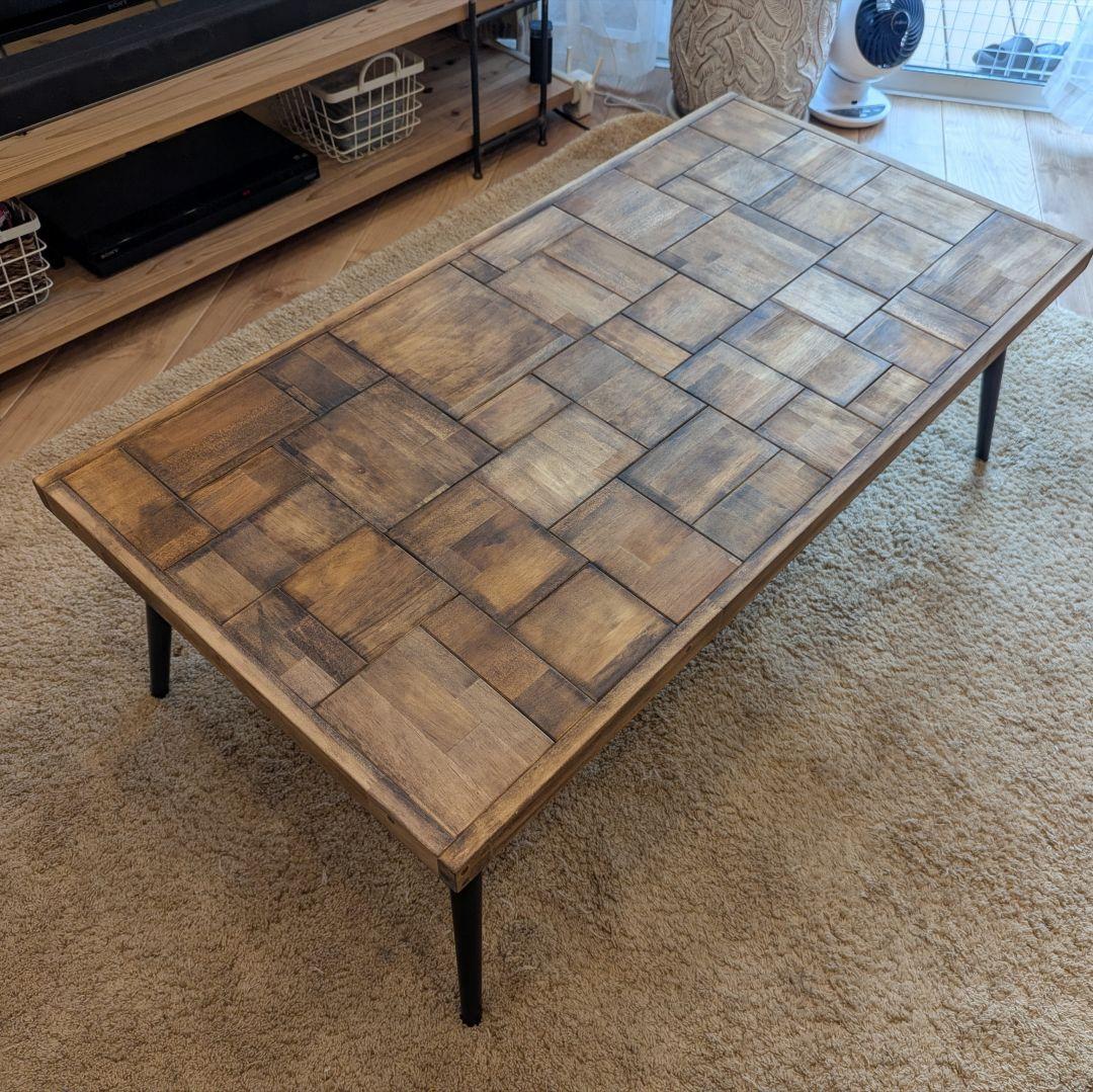 テテ　ローテーブル　サイドテーブル　✨木製テーブル　ハンドメイド　アイアン