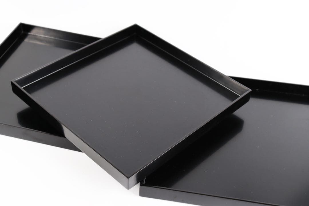 茶道具 平安堂 黒塗 会席膳　五枚 懐石 四方