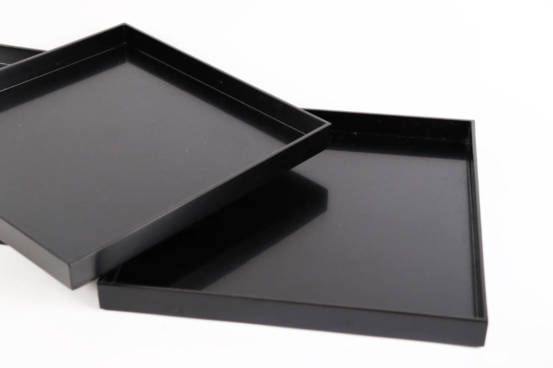 茶道具 平安堂 黒塗 会席膳　五枚 懐石 四方