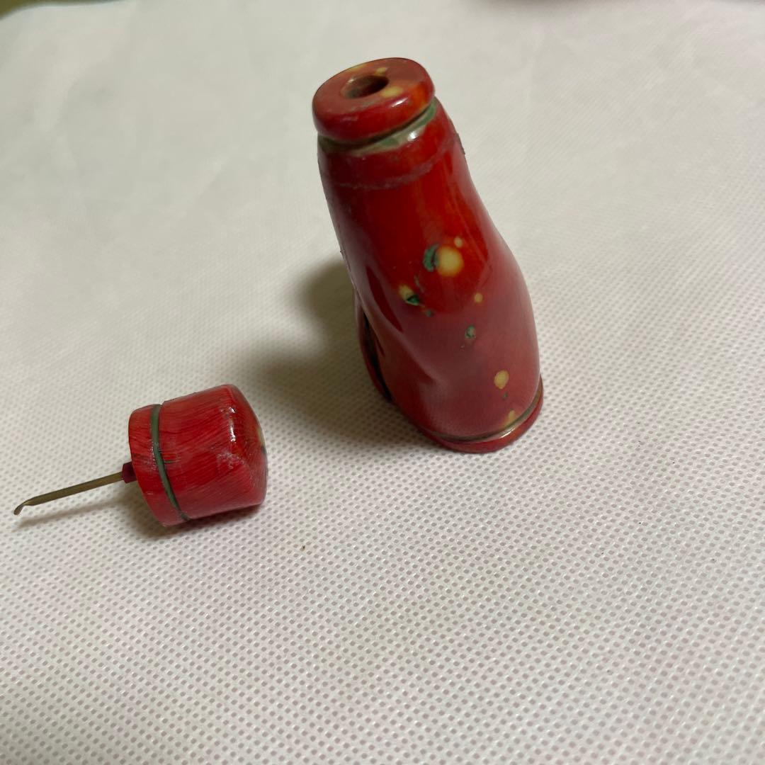 値下げ　虎彫刻　珊瑚風彫　鼻煙壺 ？　山珊瑚？　希少　アンテーク