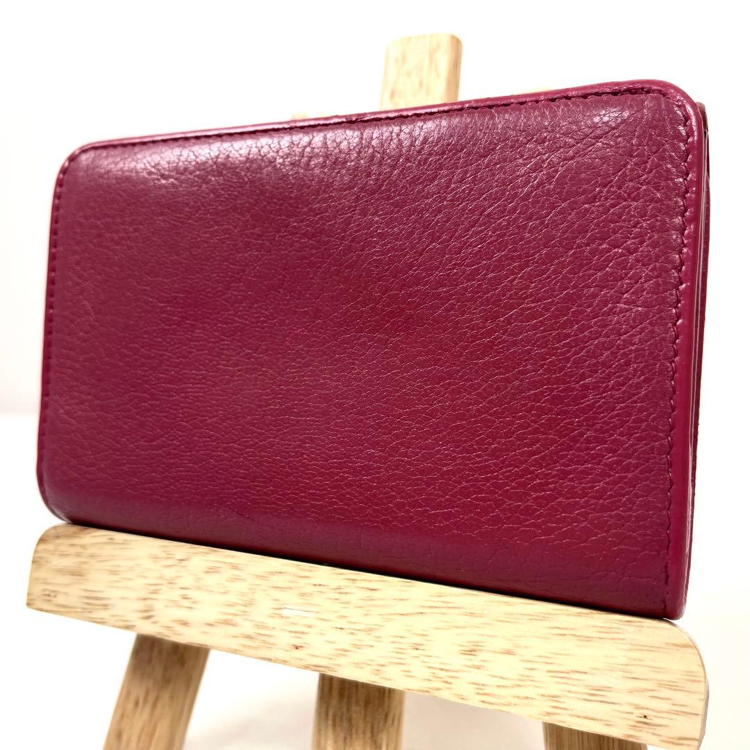 ミュウミュウ　折り財布　ロゴプレート　リボン　バイカラー　レザー　コンパクト　美