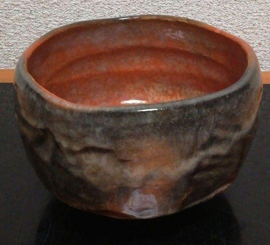 小川長楽作　楽焼　赤楽　茶碗　共箱　茶道具
