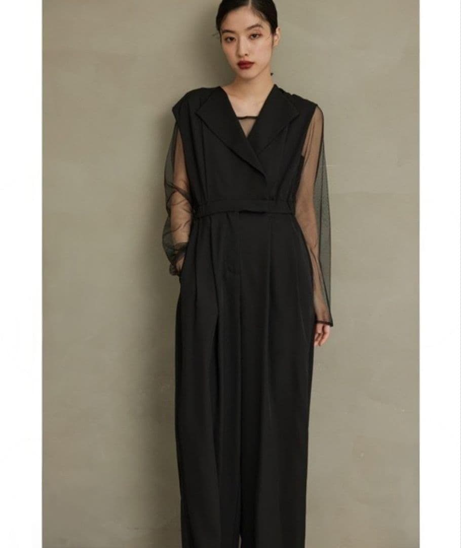 美品 niana ニアナ スタンドアウトカラーオールインパンツ パンツドレスL