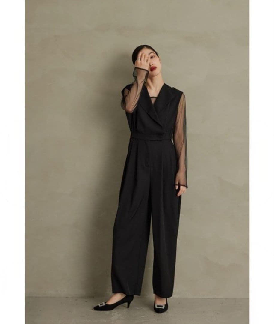 美品 niana ニアナ スタンドアウトカラーオールインパンツ パンツドレスL