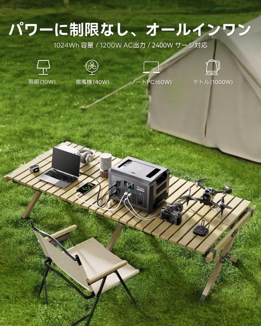Arkpax ポータブル電源 1024Wh 1200W