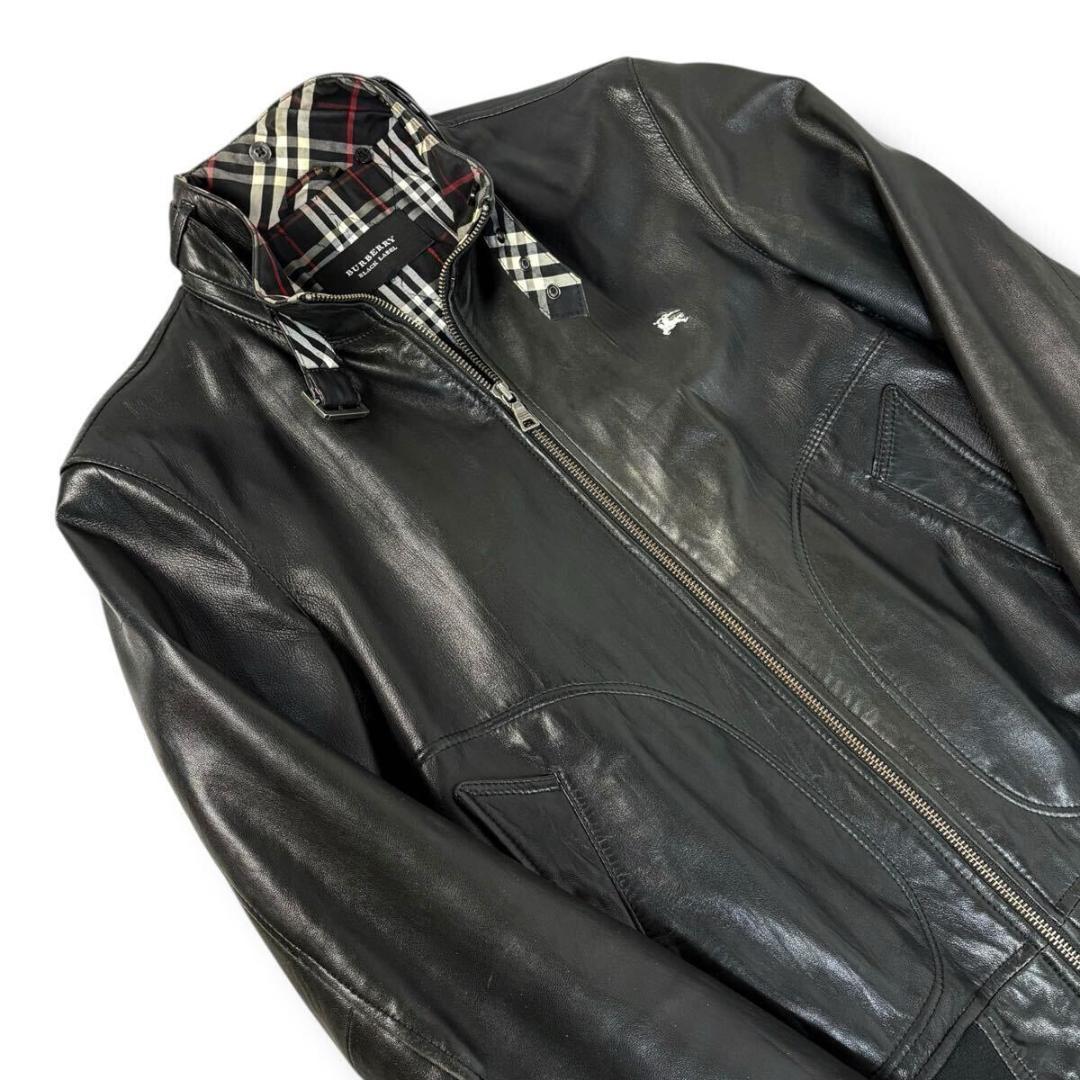 【美品】バーバリーブラックレーベル 羊革 ライジャケット ノバチェック Mサイズ
