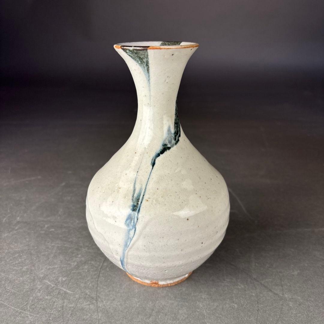 人間国宝　松井康成　墨流　花入　共箱