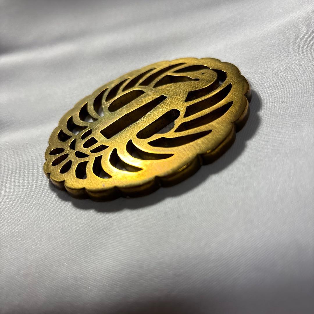 金色 鶴デザイン 鍔(つば) 鶴丸　鐔　武具