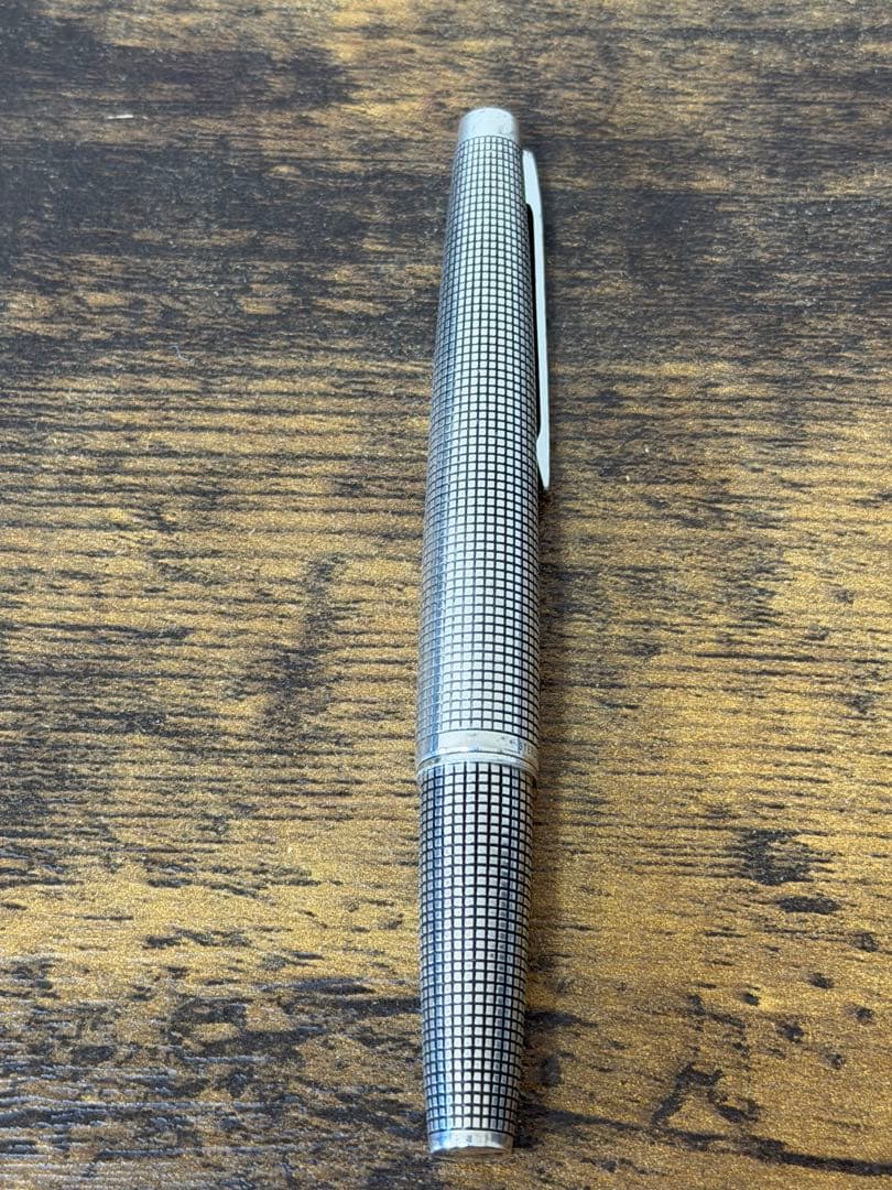 1975年製　18金　白金　全蝕刻　スターリングシルバー　パイロット　万年筆　F