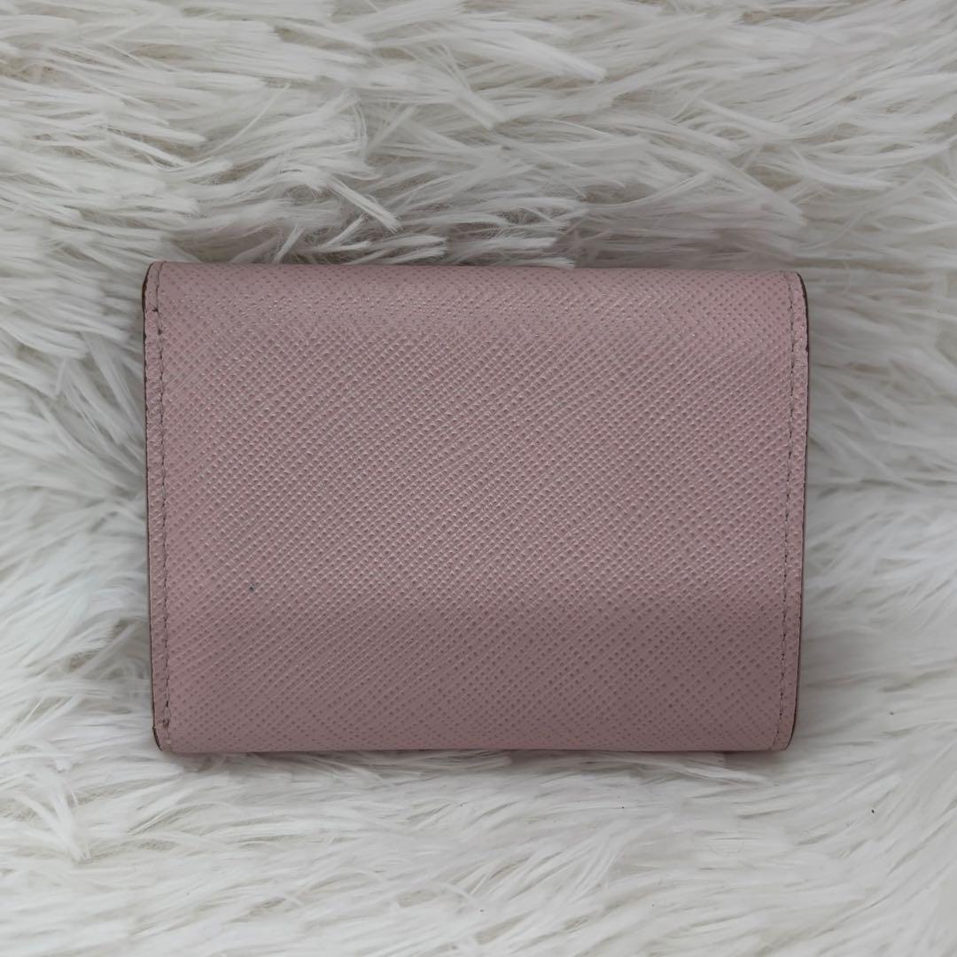 専用✨RFID搭載/美品✨プラダ 三つ折り財布 レザー 三角ロゴ レザー　ピンク