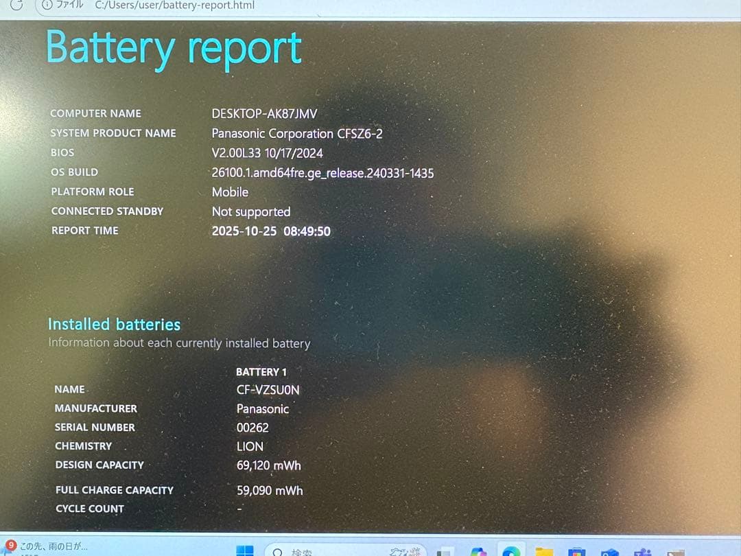 Windowsノート本体 Panasonic Let's note CF-SZ6 8GB SSD256GB