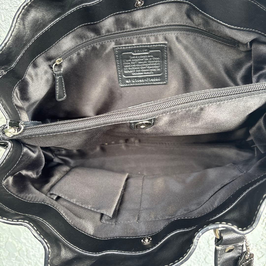COACH コーチ　レザー　ブラック　ハンド　ショルダーバッグ