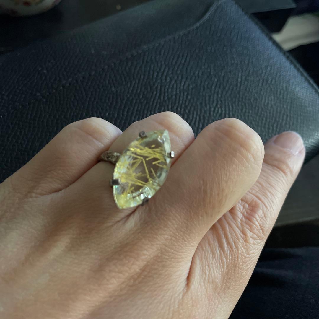 シルバー ルチルクォーツ マーキスカット リング