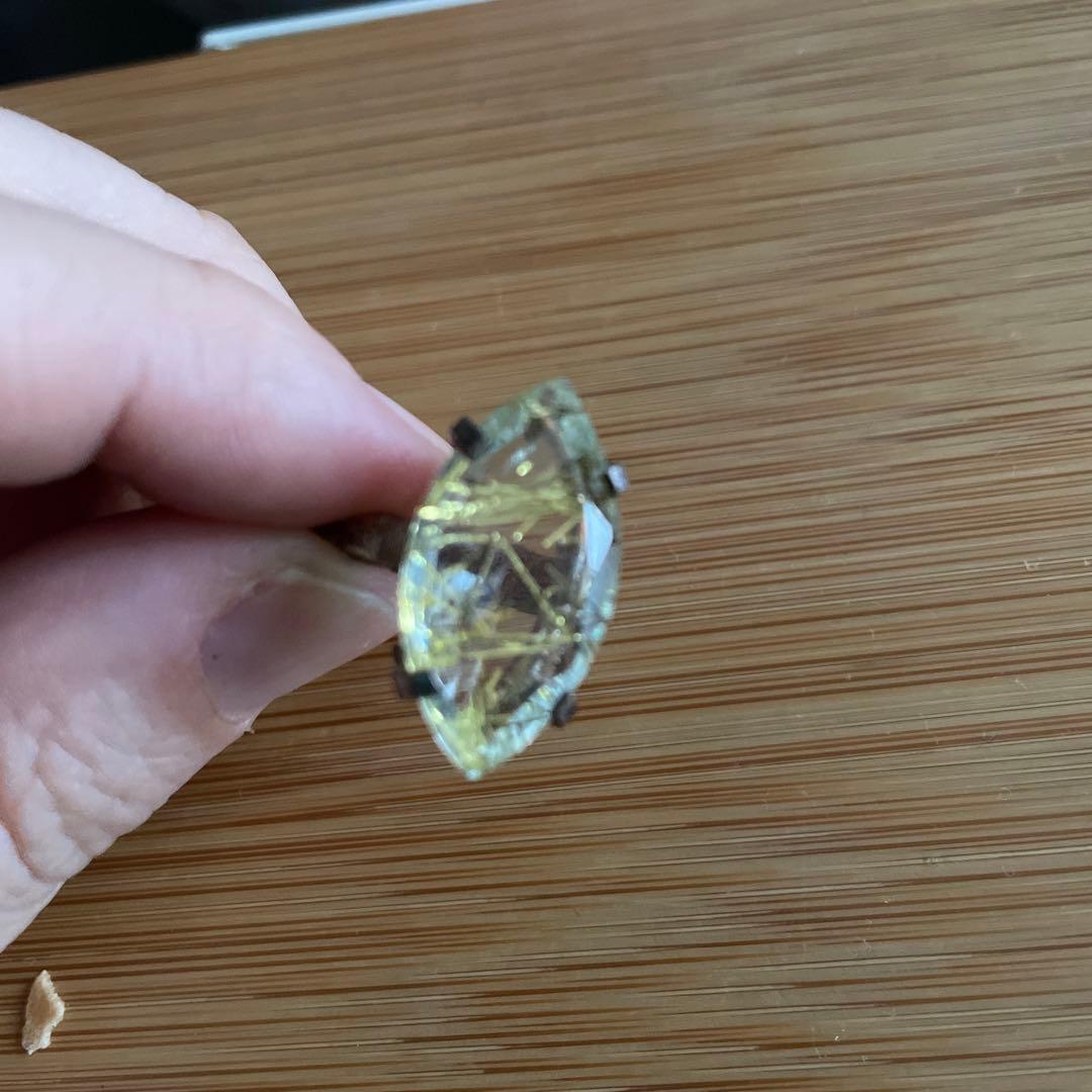 シルバー ルチルクォーツ マーキスカット リング