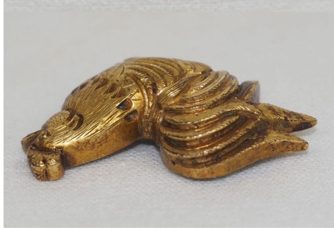 送料無料コレクター放出江戸時代『政義』作　金着せ鶏目貫2点刀装具木箱付大名道具