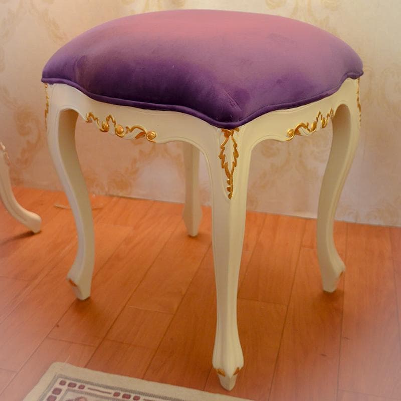 長靴下ピッピ様用　アイボリー ゴールド スツール モケット 紫　金箔 マホガニー