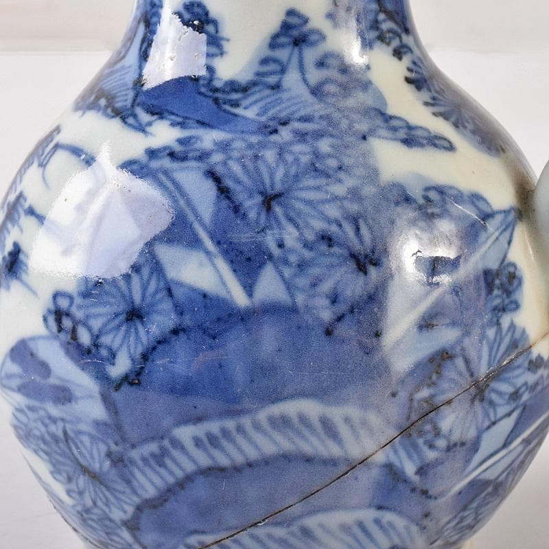 中国　青花　山水人物文　水注瓶　C　R7882