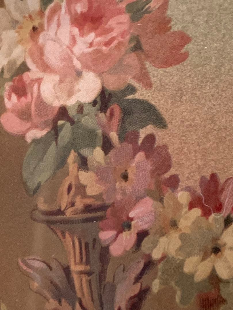 フランス製　アンティーク　1890年の装飾図案集色刷石版額装！花柄ロマンチック！