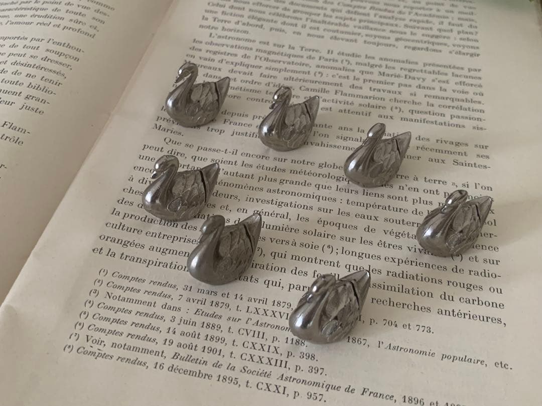 フランスアンティーク　カードスタンド　白鳥　スワン　蚤の市　ブロカント