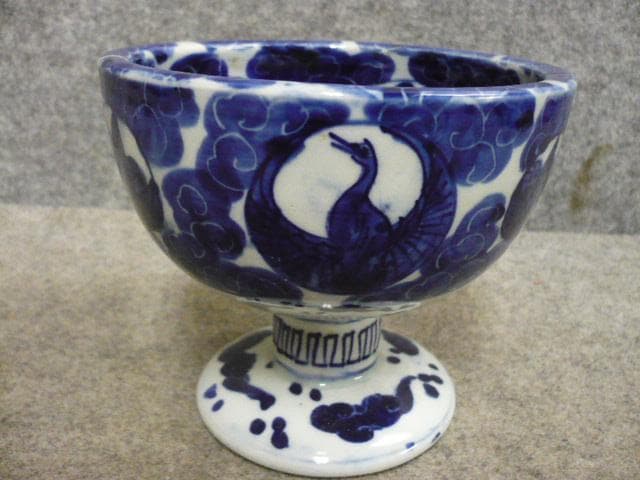 伊万里 染付 雲に鶴 盃洗 [B31484]