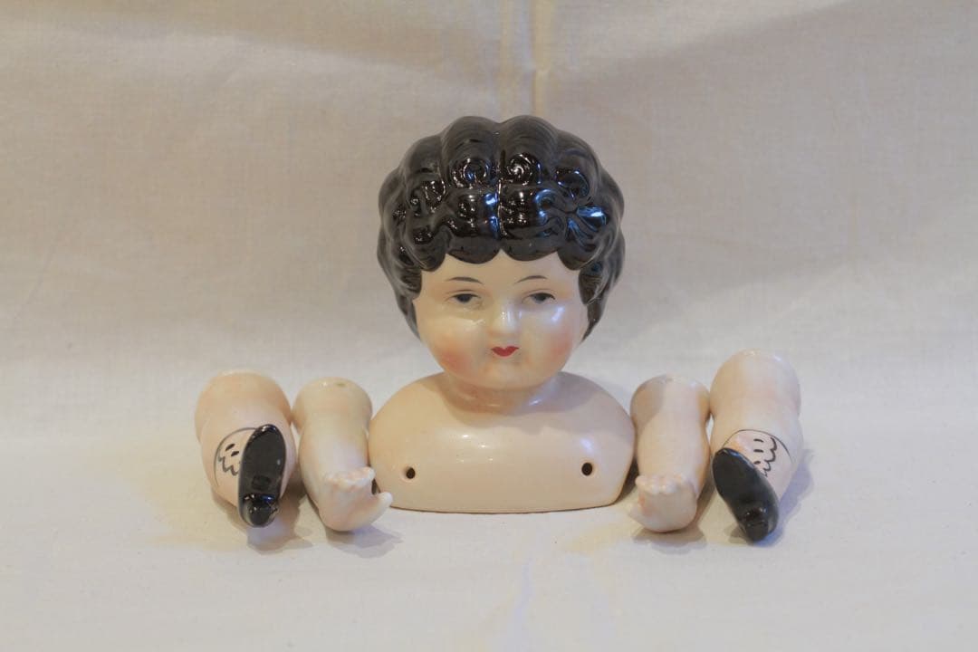 1930年頃　日本製　チャイナヘッドドール　頭部と手足のセット