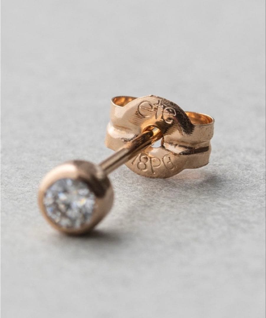【ete】K18 ダイヤモンド 0.1ct ピアス「ブライト」　ピンクゴールド