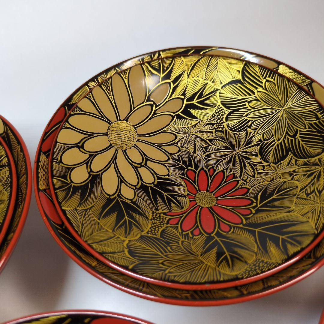 特選　沈金　輪島塗　蒔絵付吸物椀　五客　年代物　骨董