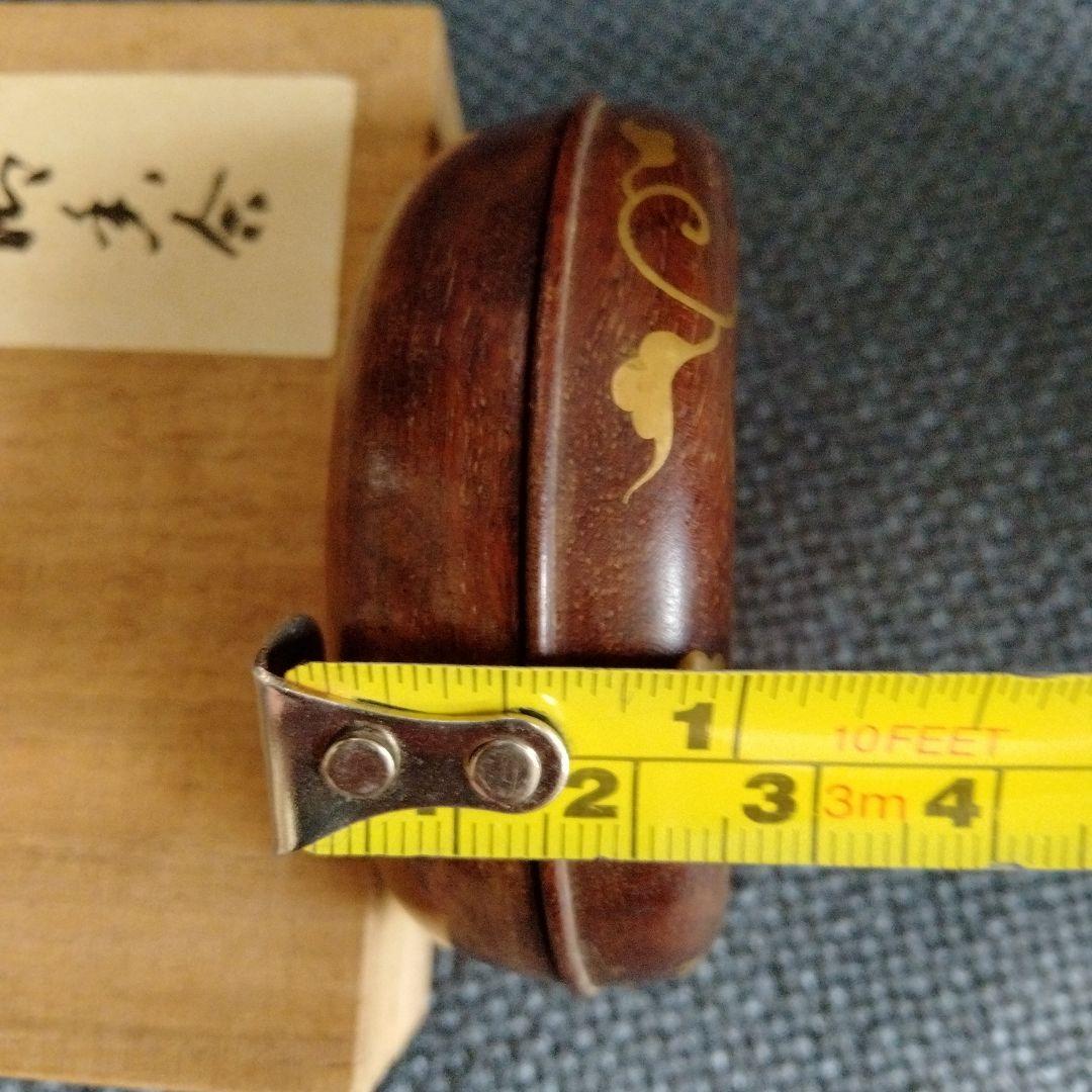 旧家蔵　中国骨董　清時代道光年製　紫檀金絲象嵌細工御香合