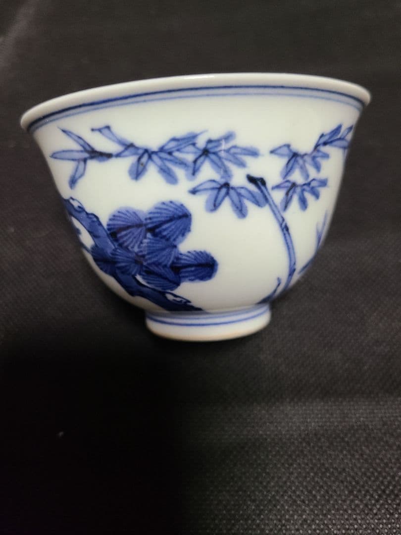 九谷焼須田菁華造染付写松竹梅汲出茶碗5客