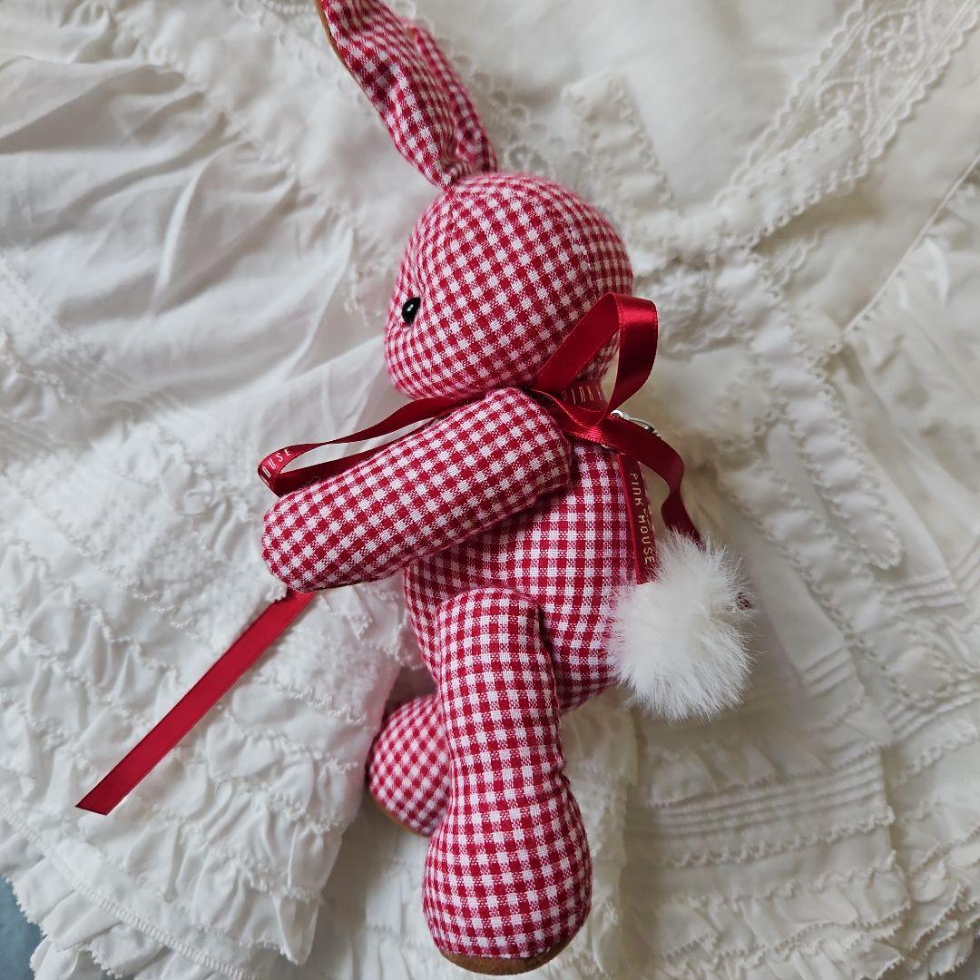 ★ピンクハウス★【新品未使用】❤️ギンガムうさぎぬいぐるみブローチ✨赤