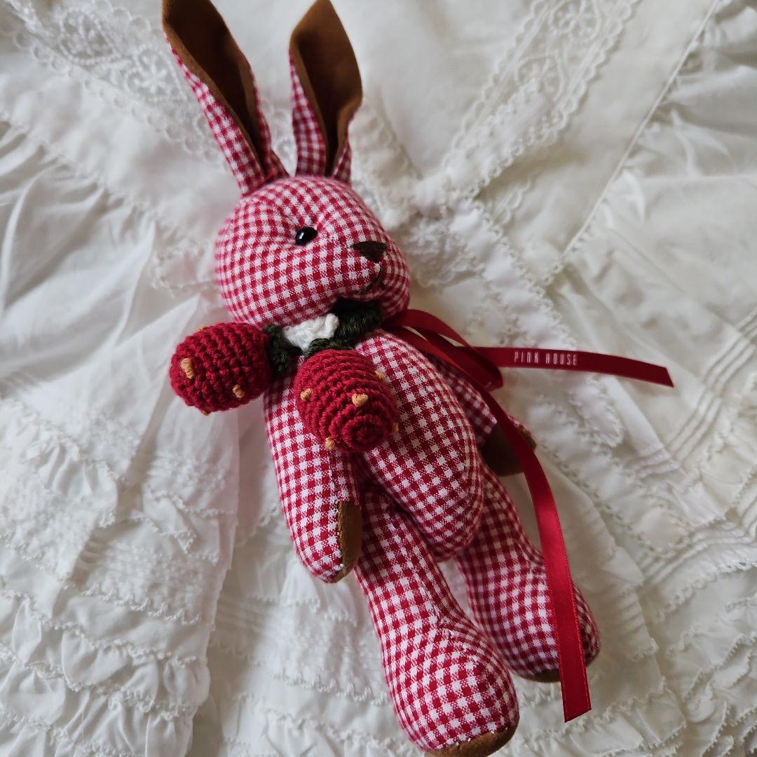 ★ピンクハウス★【新品未使用】❤️ギンガムうさぎぬいぐるみブローチ✨赤