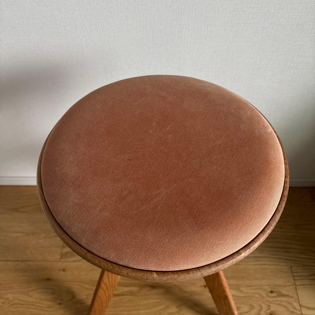 木製円形スツール 高さ調整可能